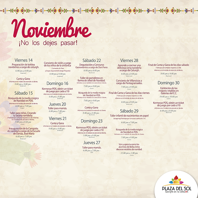 Eventos Noviembre Plaza Del Sol Piura Plaza Del Sol Piura