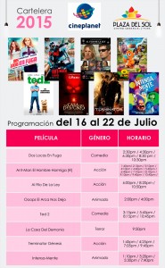 Plaza del Sol Piura - Cartelera del 16 al 22 de Julio