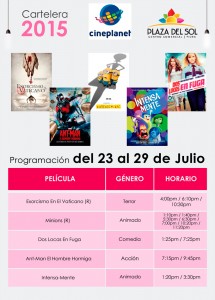 Plaza del Sol Piura - Cartelera del 23 al 29 de Julio