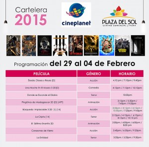 Plaza del Sol Piura - Cartelera del 29 de Enero al 04 de Febrero