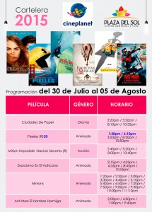 Plaza del Sol Piura - Cartelera del 30 de Julio al 05 de Agosto