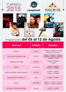 Plaza del Sol Piura - Cartelera del 06 al 12 de Agosto